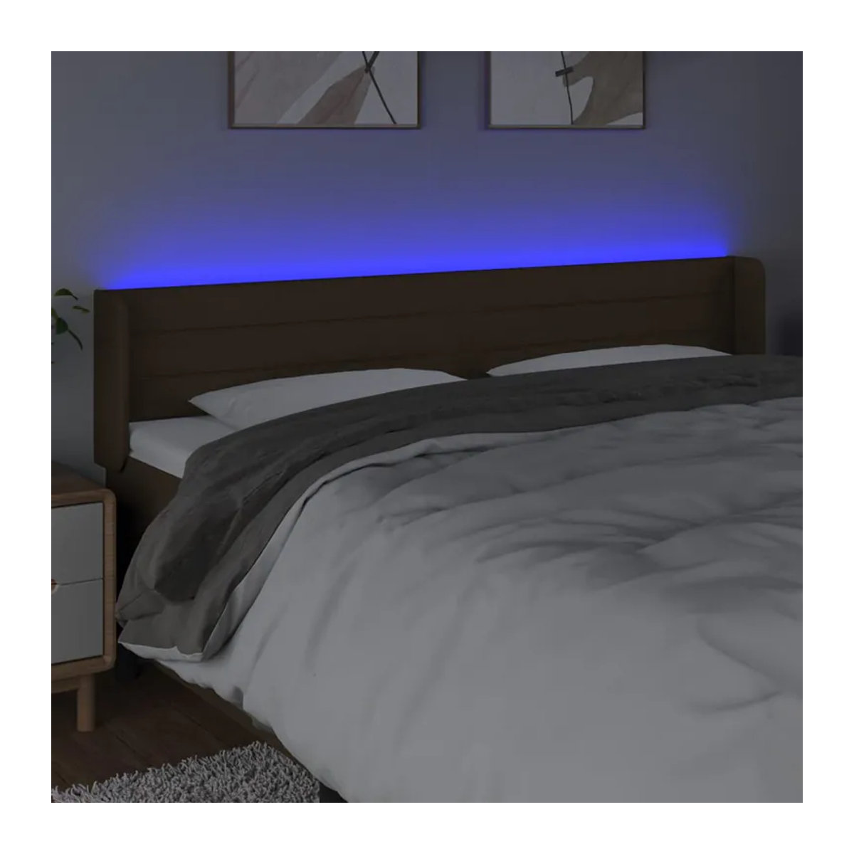 Vidaxl Bettkopfteil mit LED in Dunkelbraun, Stoff, B: 183 cm, H: 78-88 cm, T: 16 cm - Bild 4