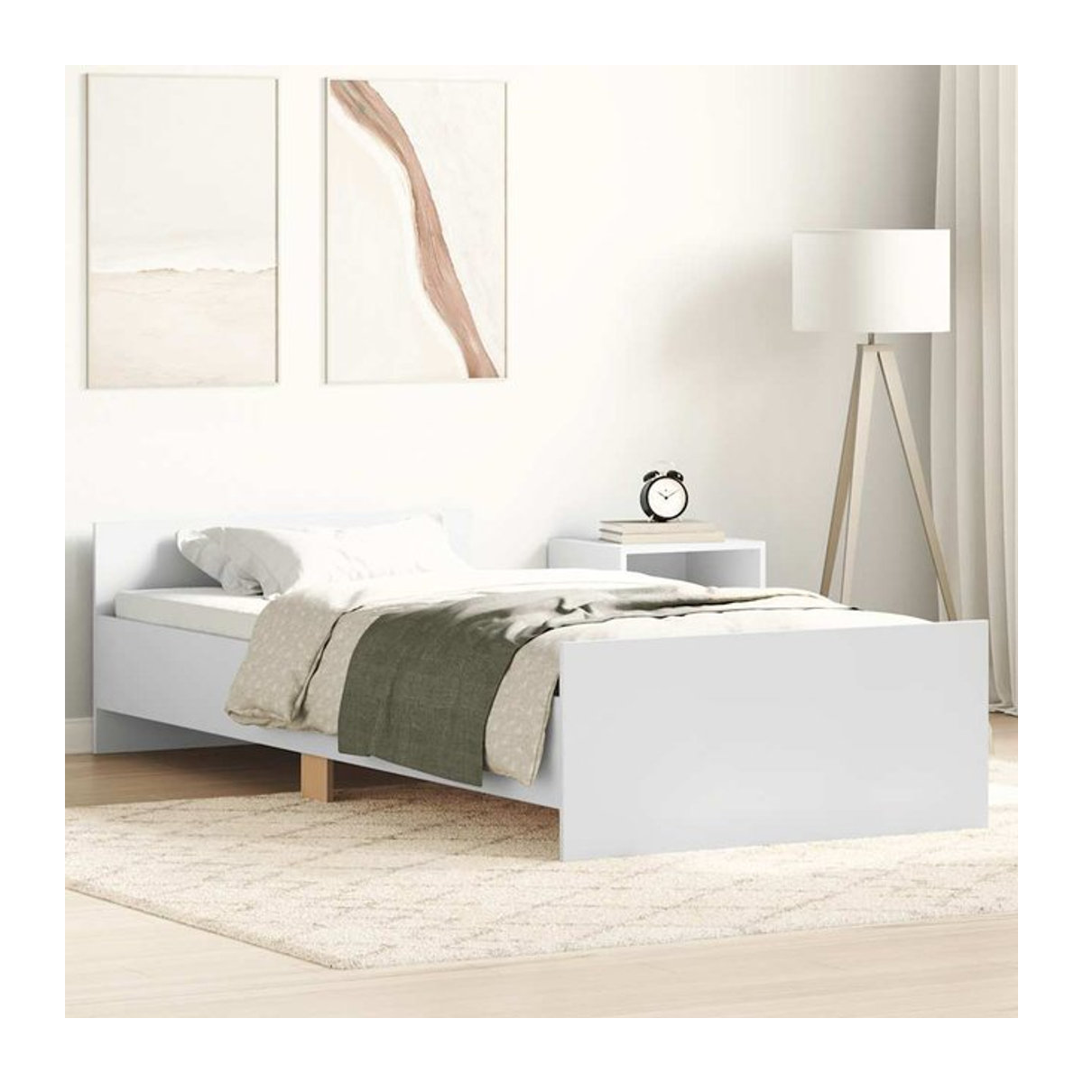 Vidaxl Bettrahmen aus Holzwerkstoff in Weiß, B/L: 90 x 200 cm, minimalistisches Design - Bild 1