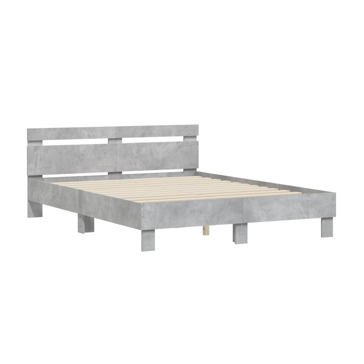 Vidaxl Bettrahmen mit Kopfteil in Beton Grau, Modern, B: 150 cm, L: 200 cm - Bild 2