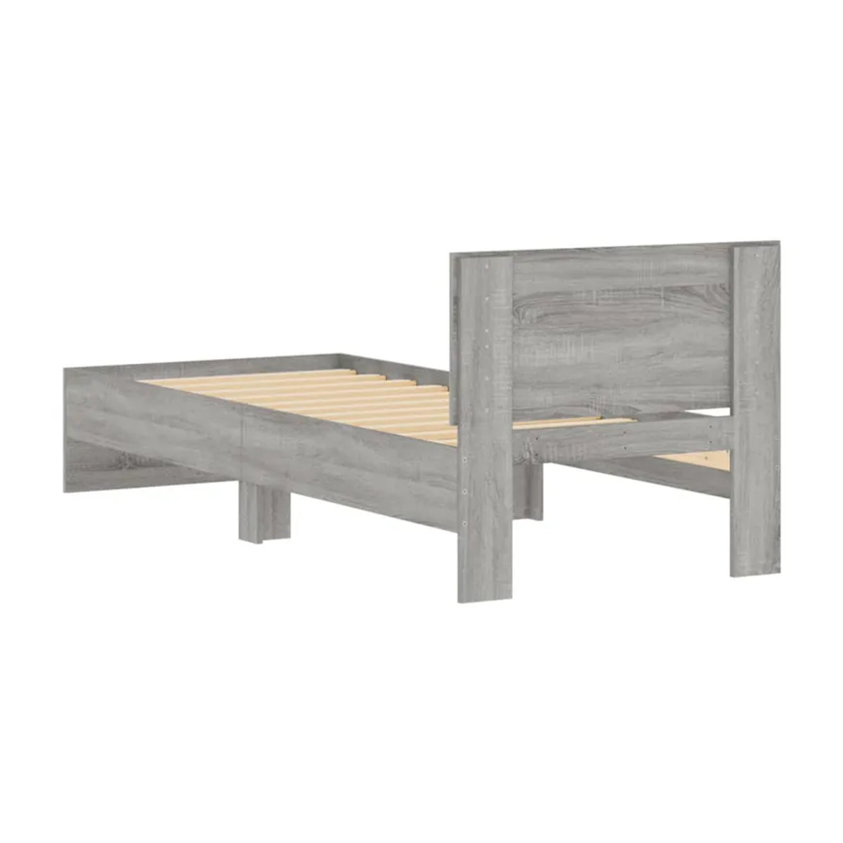 Vidaxl Bettrahmen mit Kopfteil in Grau, Modernes Einzelbett aus Holzwerkstoff, B: 90 cm, L: 190 cm - Bild 2