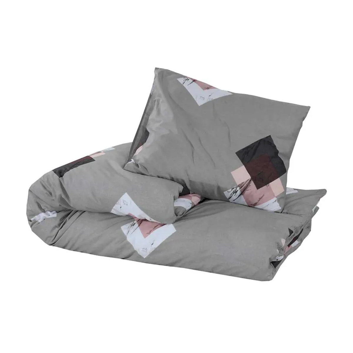 Vidaxl Bettwäsche-Set aus Baumwolle, Grau, 200 x 220 cm - Bild 3