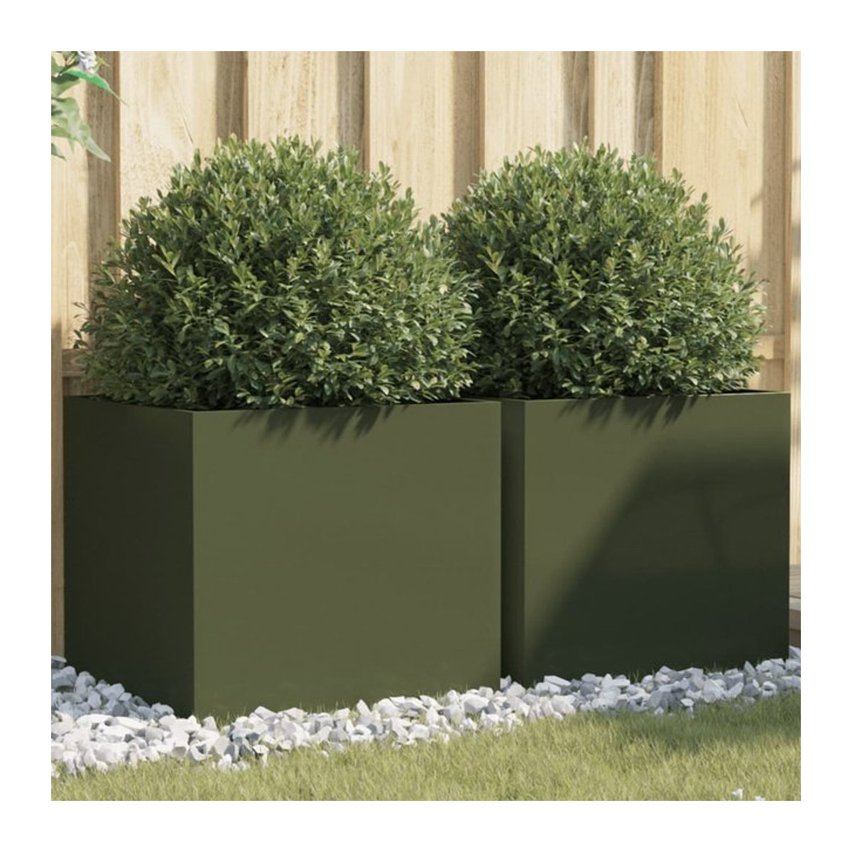 Vidaxl Blumentöpfe aus Metall, 2 Stück, Grün, B: 49 cm, T: 47 cm, H: 46 cm - Bild 1