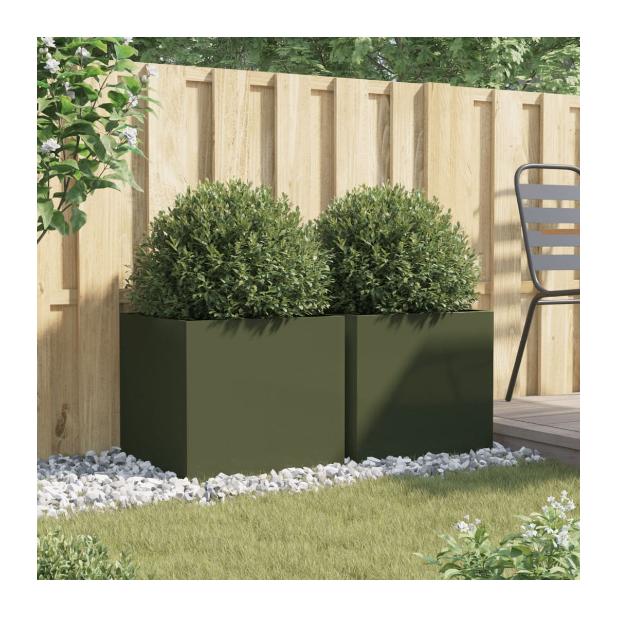 Vidaxl Blumentöpfe aus Metall, 2 Stück, Grün, B: 49 cm, T: 47 cm, H: 46 cm - Bild 5