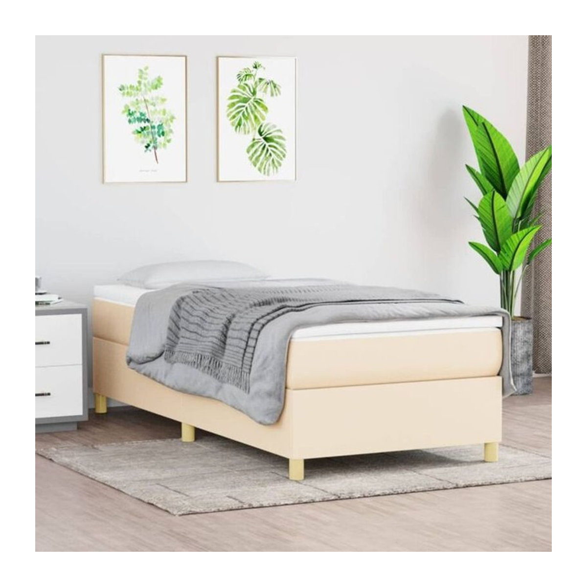vidaxl Boxspringbett aus Stoff in Beige ohne Matratze B/T/H: 200 x 100 x 35 cm - Bild 1
