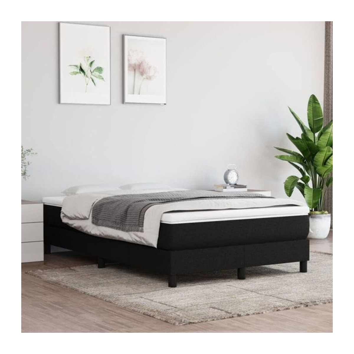 vidaxl Boxspringbett aus Stoff in Schwarz B/T/H: 120 x 200 x 25 cm - Bild 1