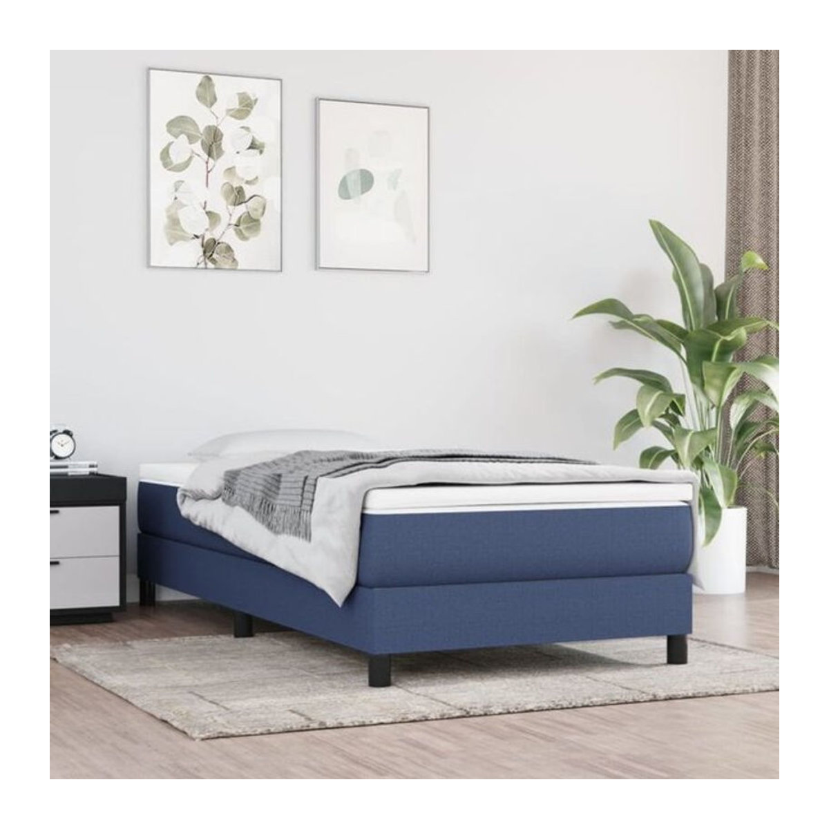 vidaxl Boxspringbett Bettgestell ohne Matratze aus Stoff in Blau B/T/H: 100 x 200 cm - Bild 1