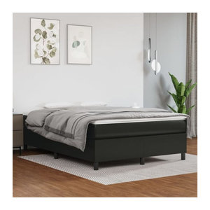 vidaxl Boxspringbett in Schwarz aus Kunstleder mit modernem Design, B/T/H: 140 x 200 cm