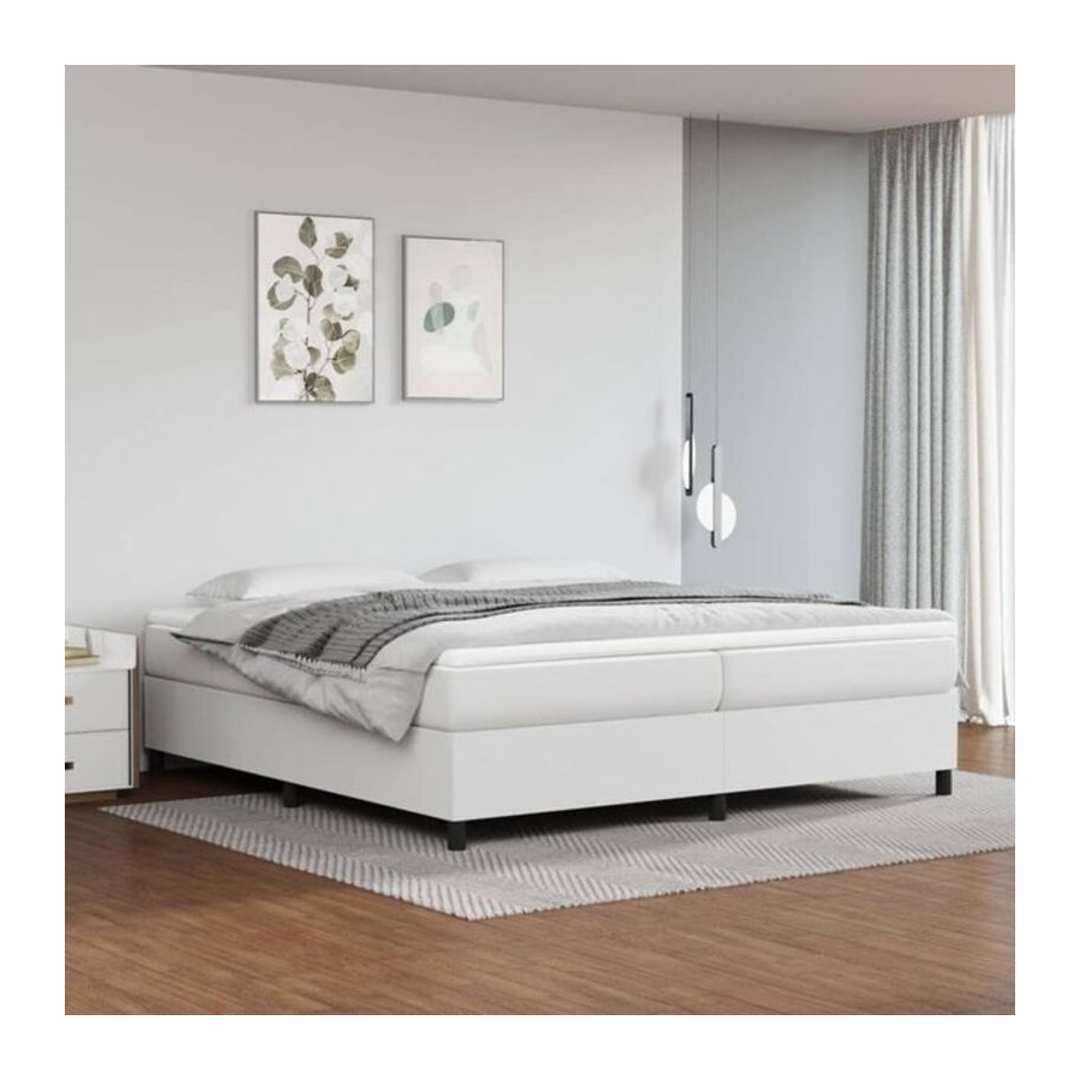 vidaxl Boxspringbett in Weiß aus Kunstleder und Holzwerkstoff B/T/H: 200 x 200 x 35 cm - Bild 1
