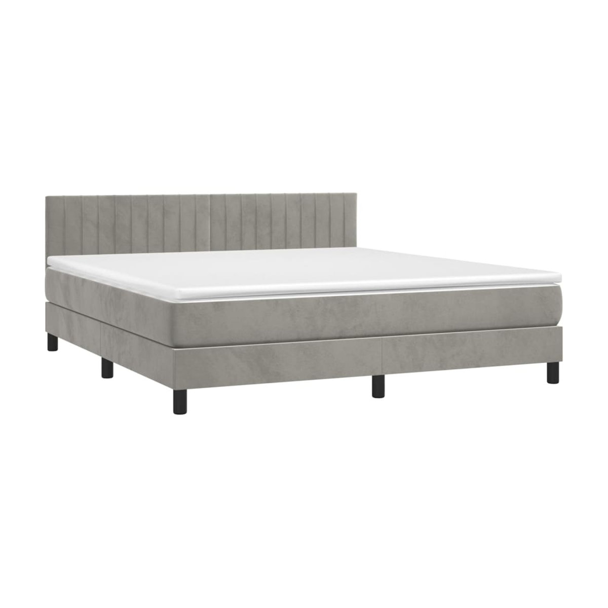 Vidaxl Boxspringbett Kontinentalbett mit Matratze und LED in Grau aus Samt, B/T: 180 x 200 cm - Bild 2