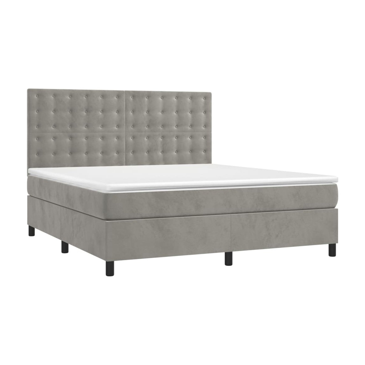Vidaxl Boxspringbett Kontinentalbett mit Matratze und LED in Grau aus Samt, B/T: 180 x 200 cm - Bild 4