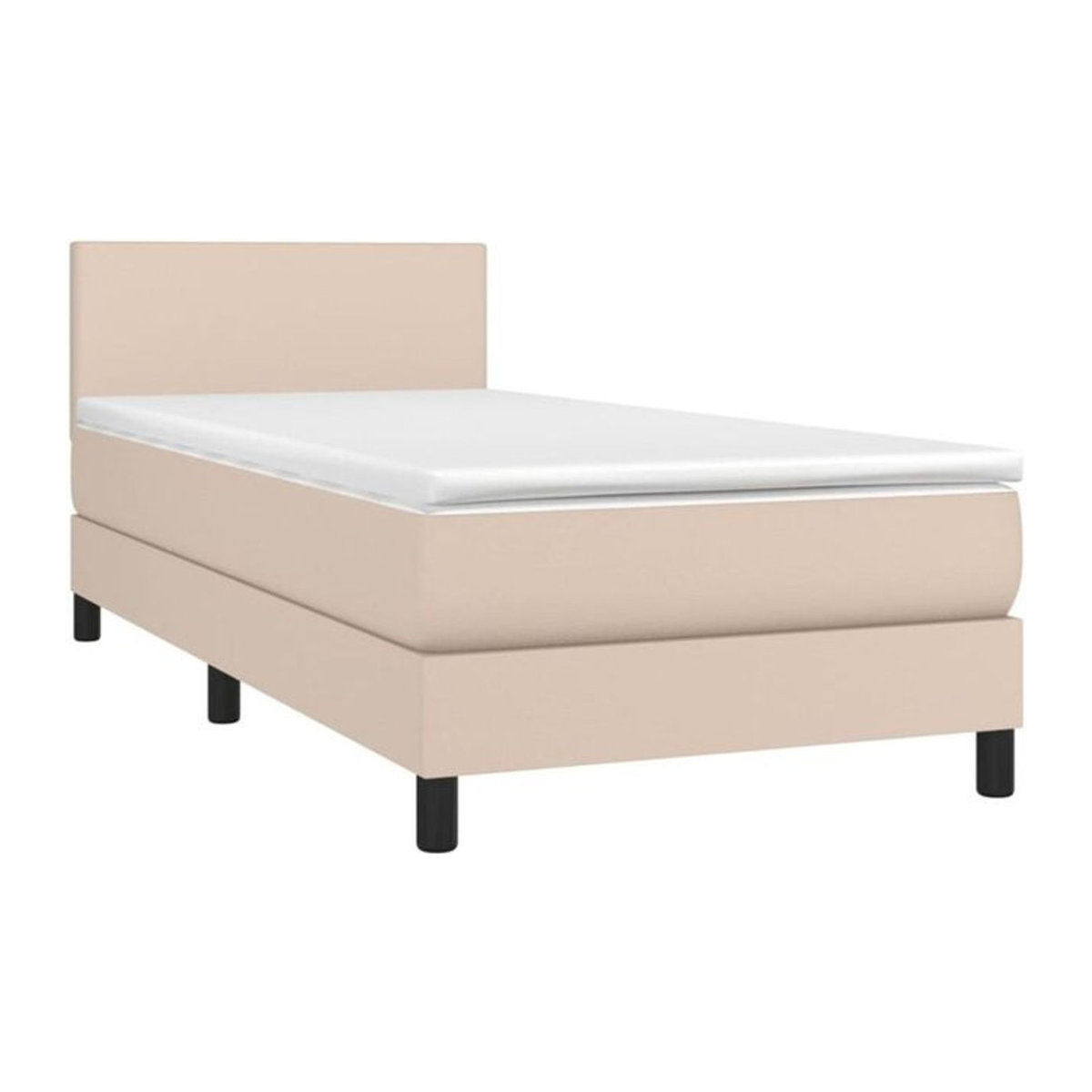 vidaxl Boxspringbett mit Matratze aus Kunstleder in Braun, B/T/H: 80 x 200 x 78 cm - Bild 1