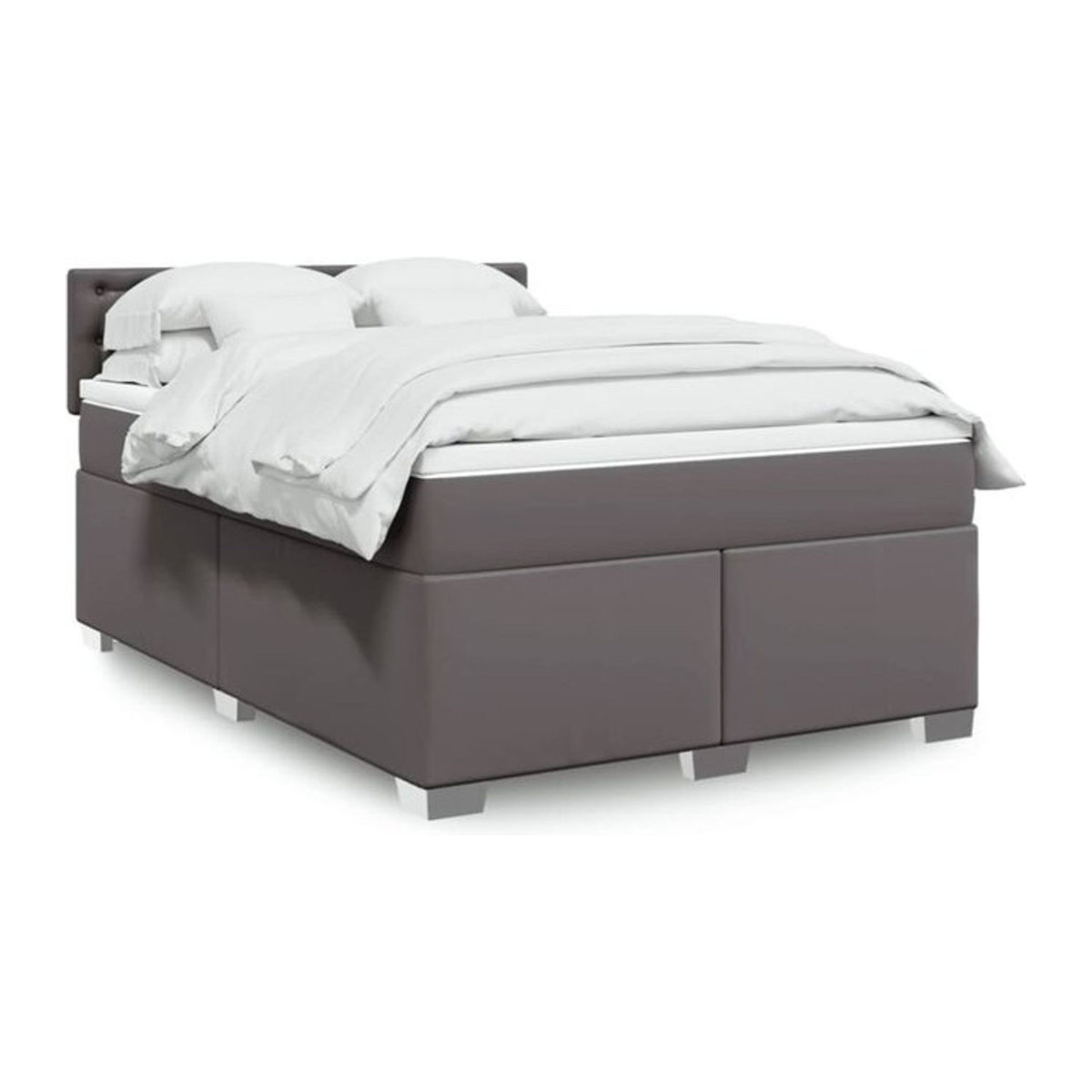 vidaxl Boxspringbett mit Matratze aus Kunstleder in Grau B/T/H: 140 x 200 cm - Bild 1