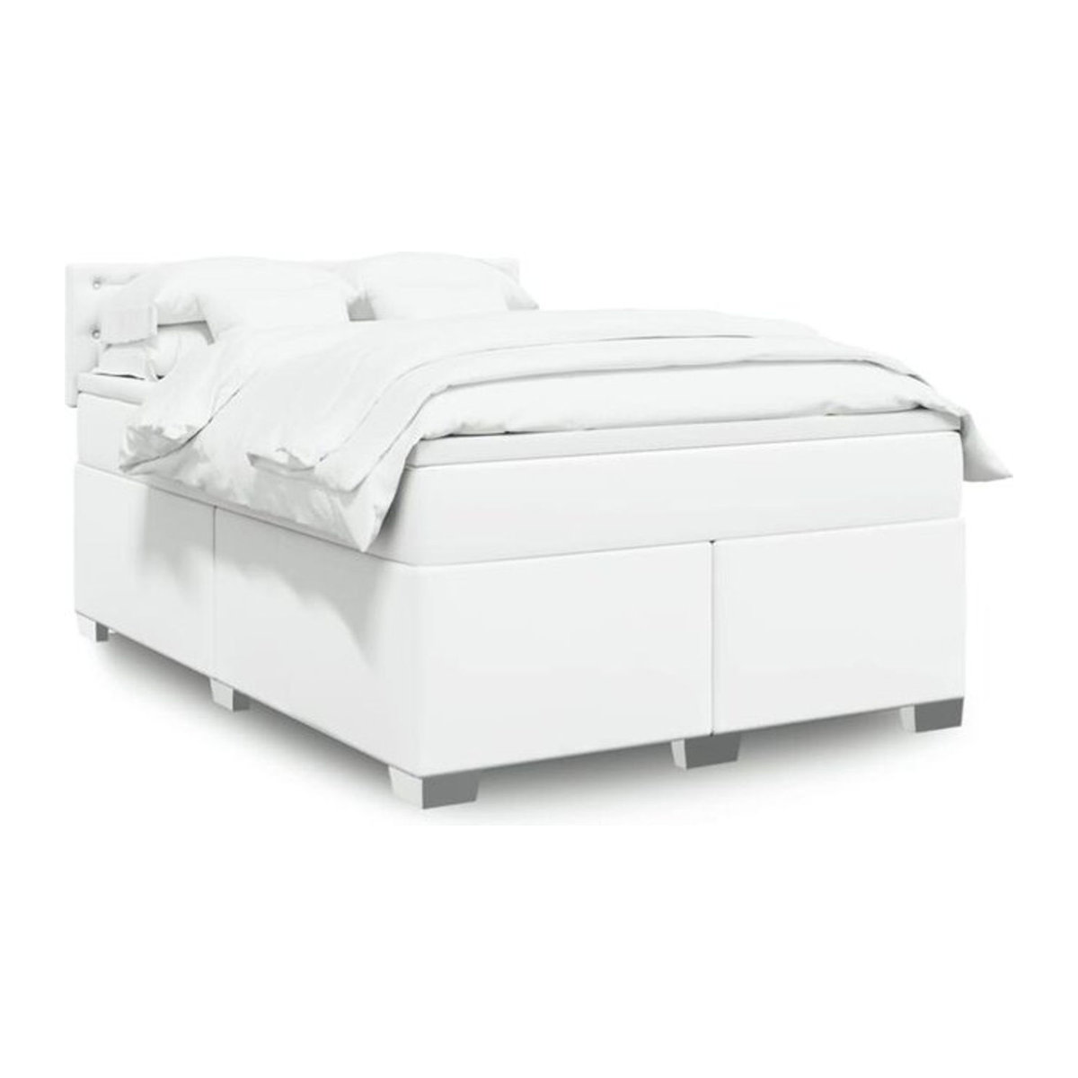vidaxl Boxspringbett mit Matratze aus Kunstleder in Weiß, B/T/H: 140 x 200 cm - Bild 1
