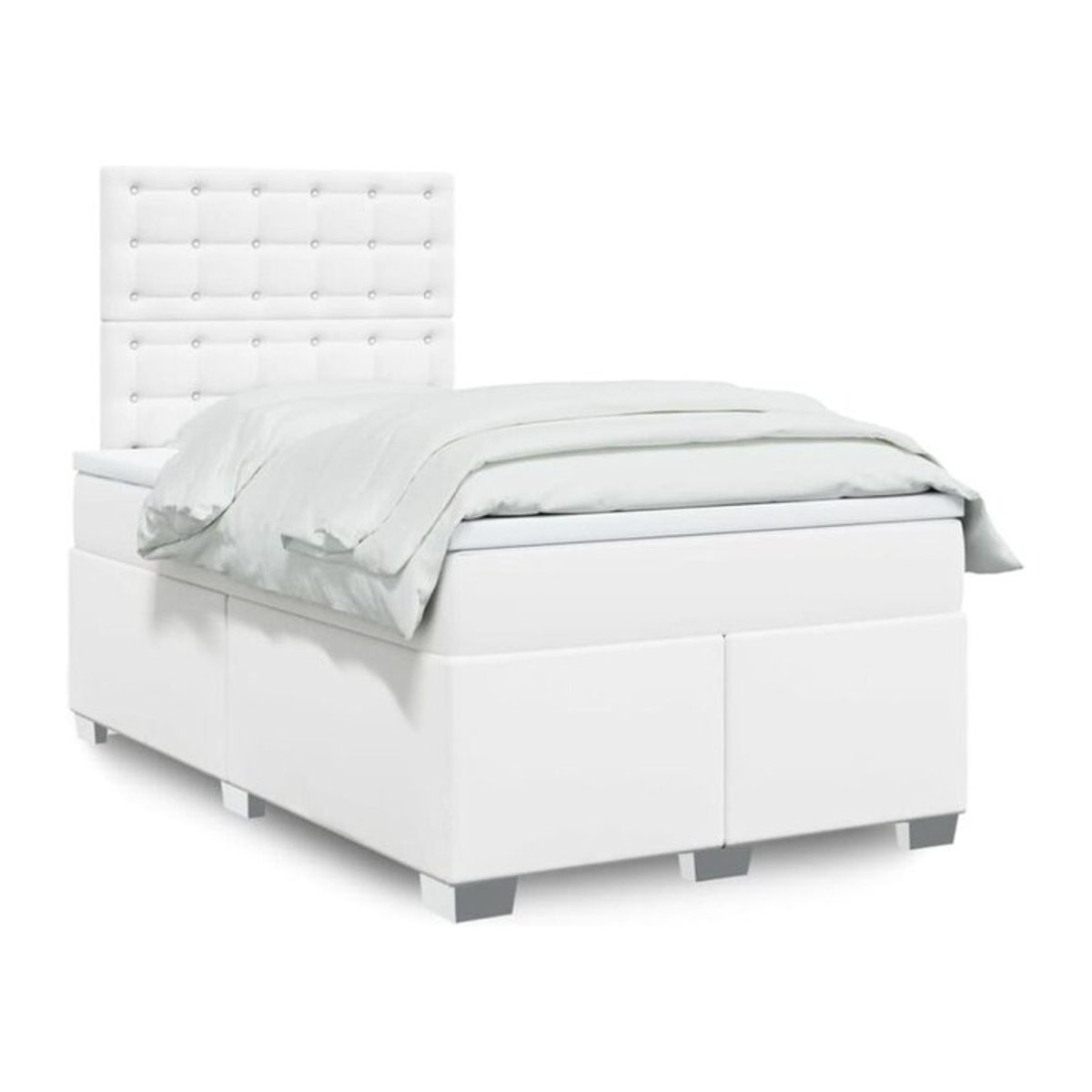 vidaxl Boxspringbett mit Matratze aus Kunstleder in Weiß, B/T/H: 190 x 120 x 150,5 cm - Bild 1