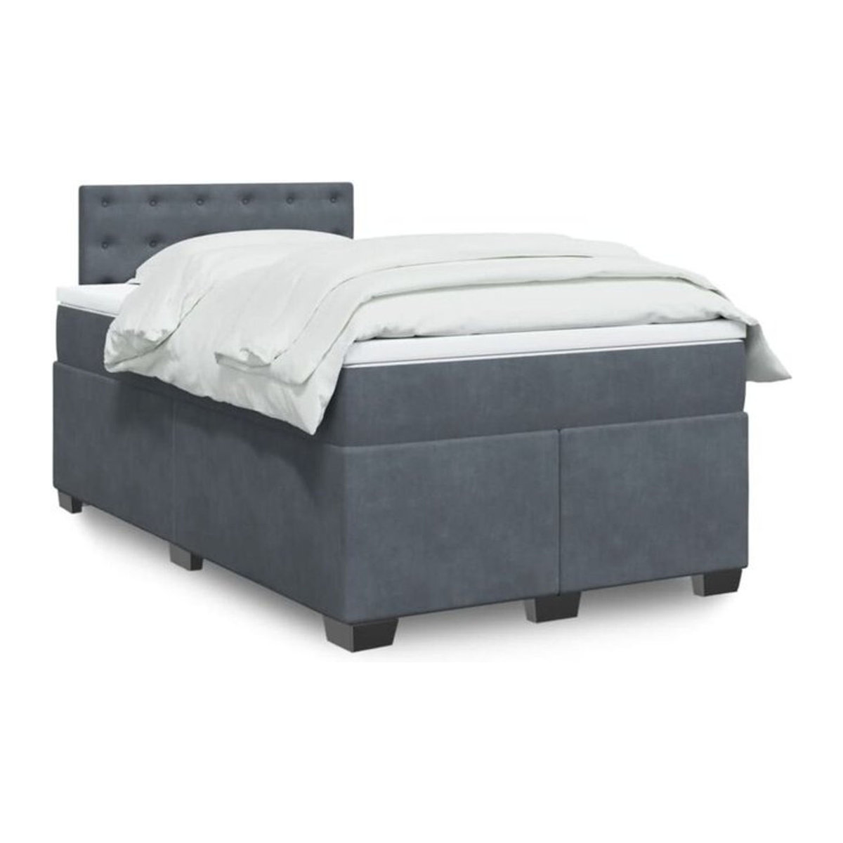 Vidaxl Boxspringbett mit Matratze aus Samt in Anthrazit B/T/H: 120 x 200 x 100,5 cm - Bild 1