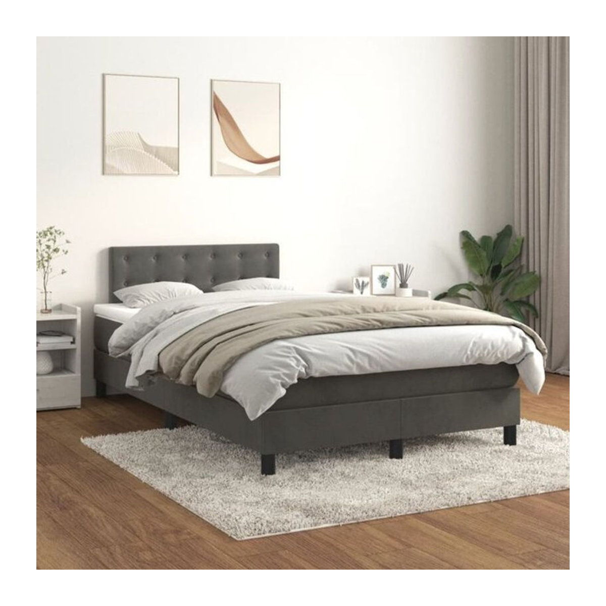 Vidaxl Boxspringbett mit Matratze aus Samt in Anthrazit B/T/H: 120 x 200 x 78 cm - Bild 1