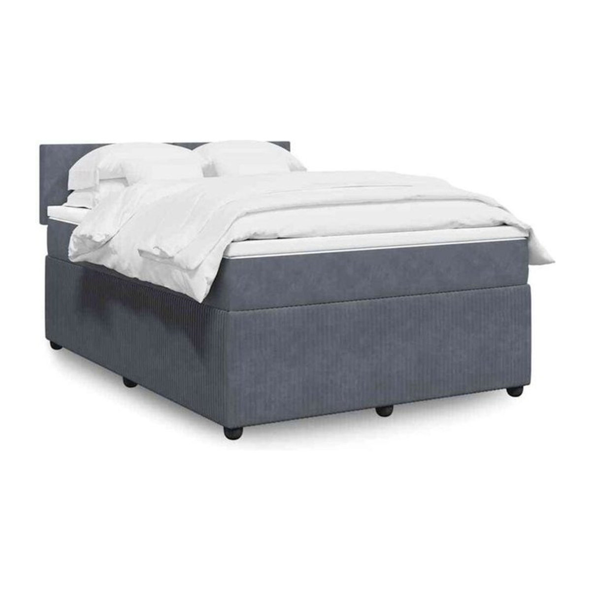 Vidaxl Boxspringbett mit Matratze aus Samt in Anthrazit, B/T/H: 140 x 190 cm - Bild 1