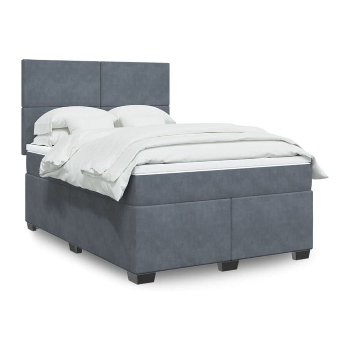Vidaxl Boxspringbett mit Matratze aus Samt in Anthrazit B/T/H: 140 x 200 cm - Bild 1