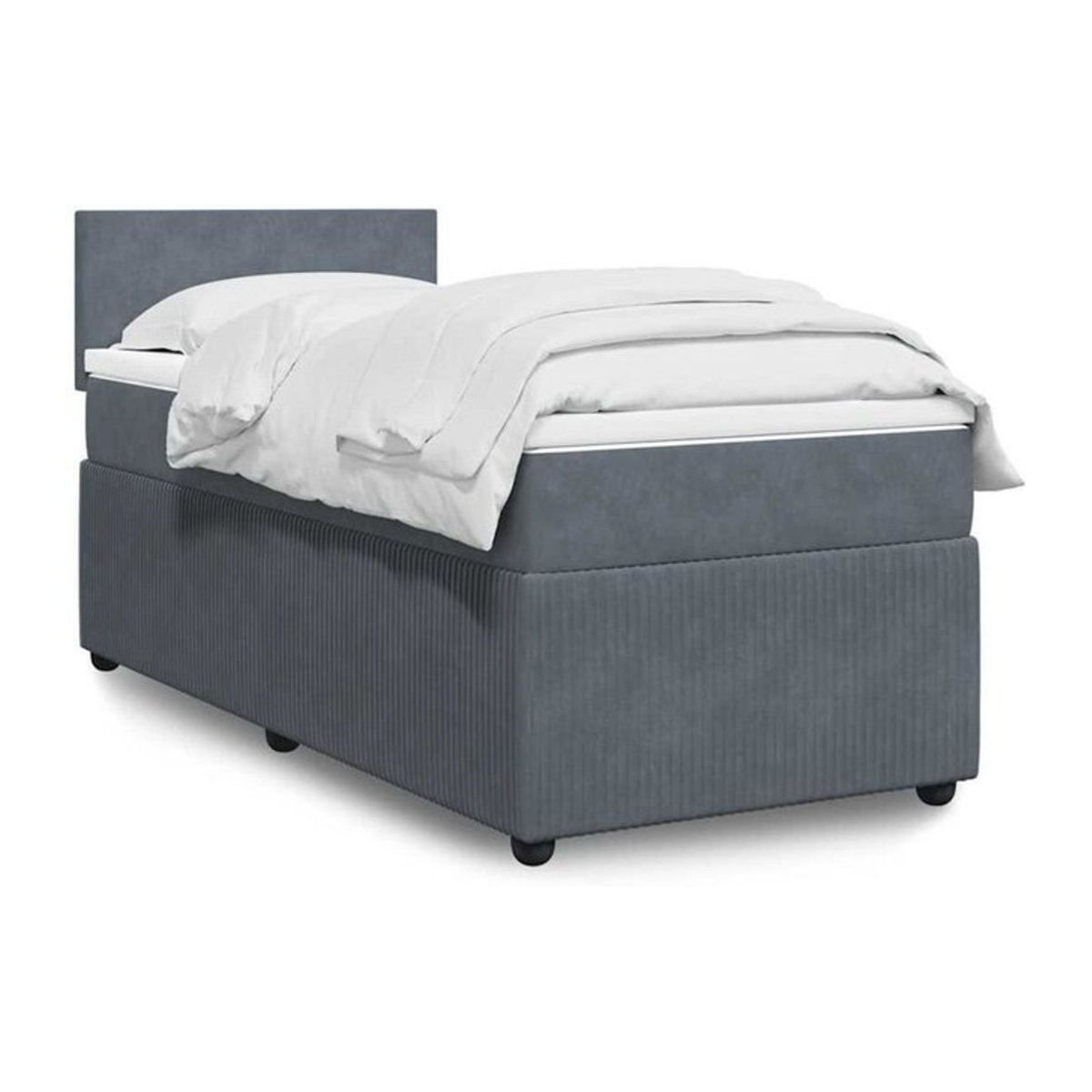 Vidaxl Boxspringbett mit Matratze aus Samt in Anthrazit B/T/H: 90 x 200 cm - Bild 1
