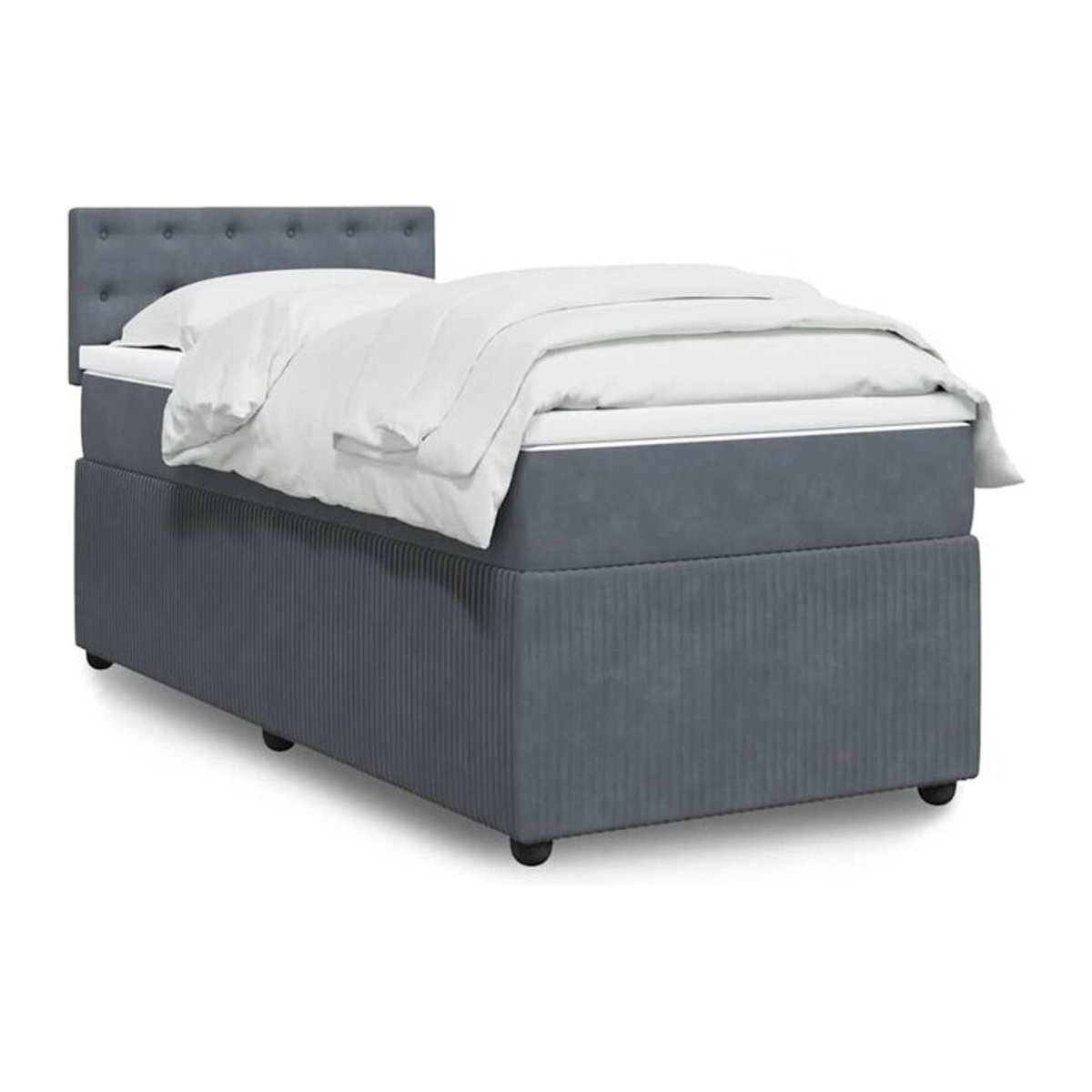 Vidaxl Boxspringbett mit Matratze aus Samt in Anthrazit, B/T/H: 90 x 200 x 100,5 cm - Bild 1
