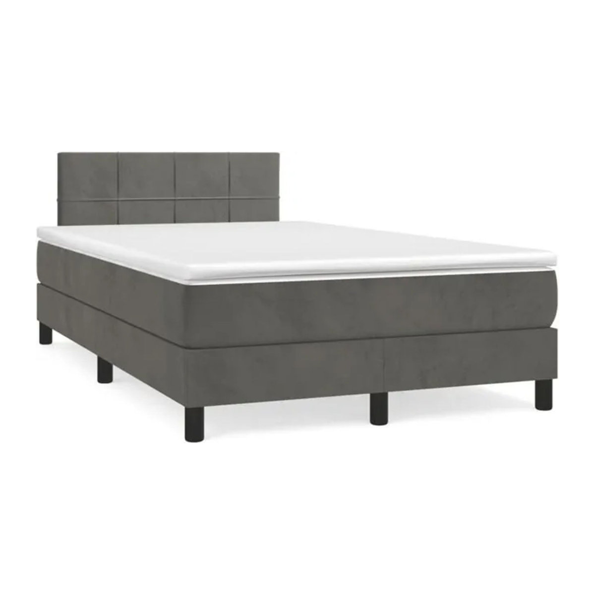Vidaxl Boxspringbett mit Matratze aus Samt in Anthrazit Grau B/T/H: 120 x 190 cm - Bild 1