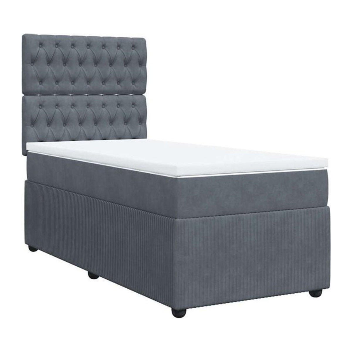 Vidaxl Boxspringbett mit Matratze aus Samt in Anthrazit und Grau, B/T/H: 100 x 200 cm - Bild 1