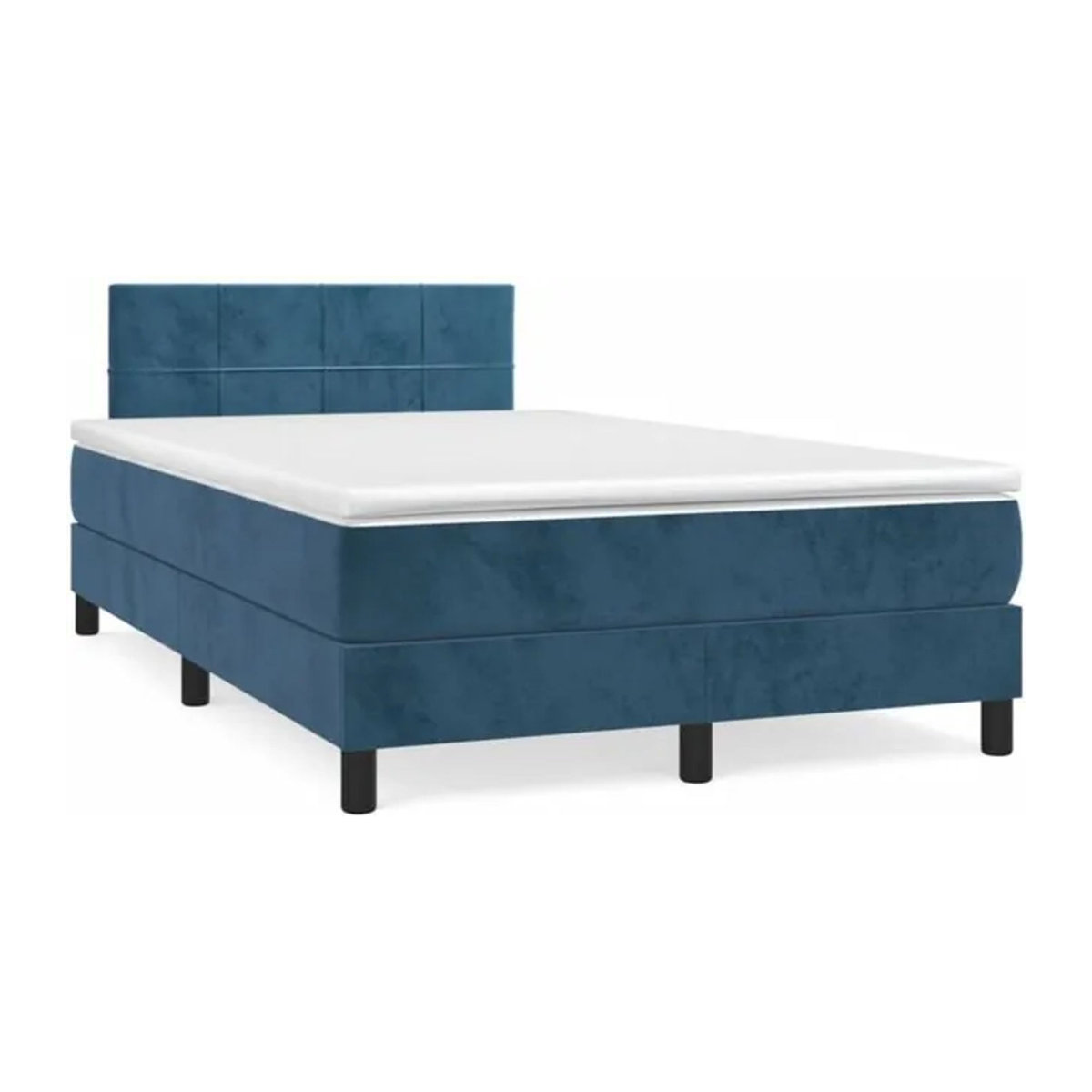 Vidaxl Boxspringbett mit Matratze aus Samt in Blau, B/T/H: 120 x 190 cm - Bild 1