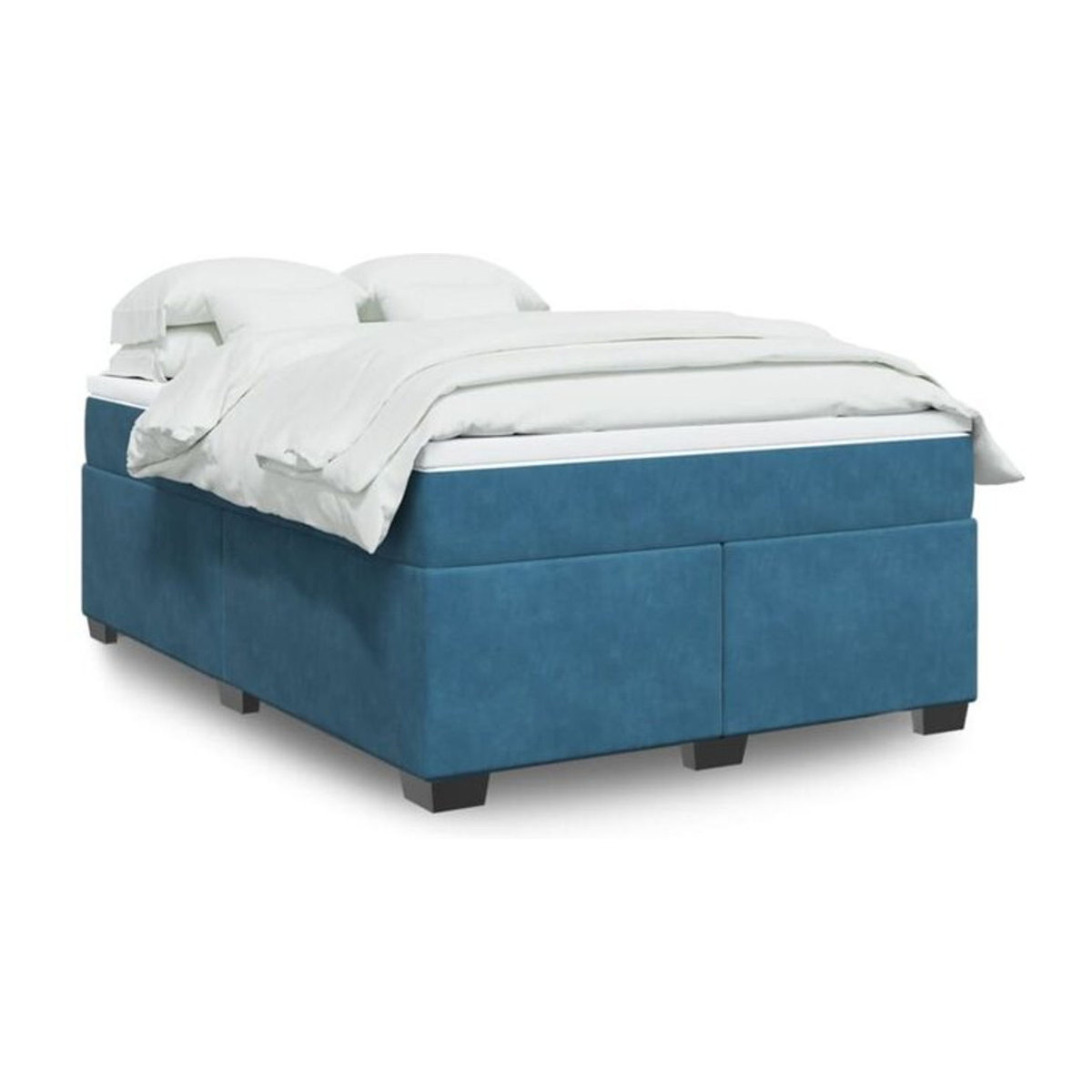 Vidaxl Boxspringbett mit Matratze aus Samt in Blau, B/T/H: 160 x 200 x 46 cm - Bild 1