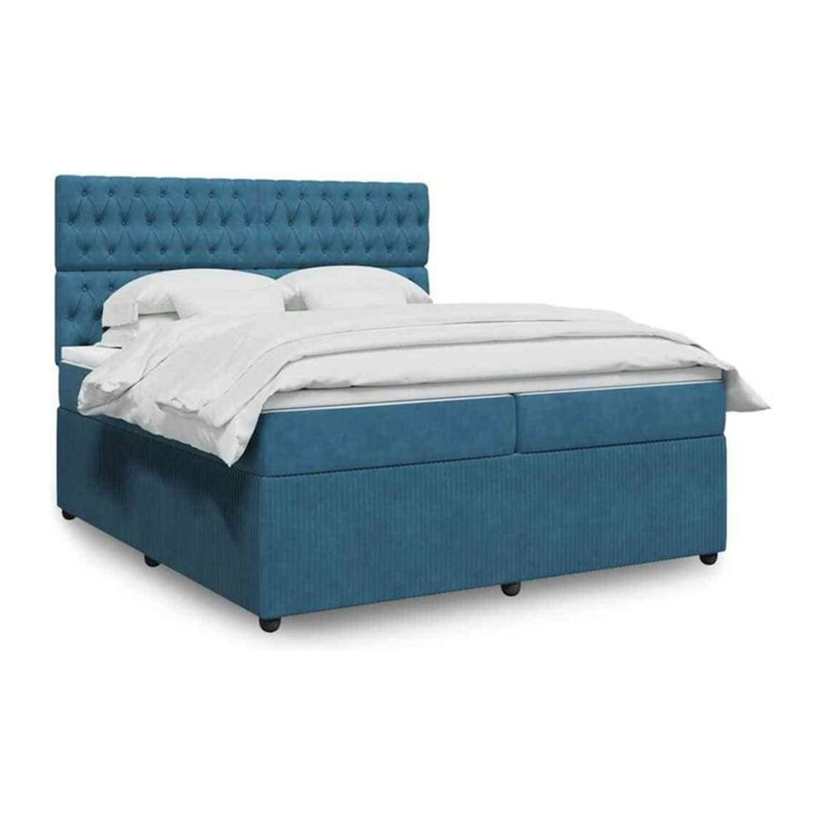 Vidaxl Boxspringbett mit Matratze aus Samt in Blau, B/T/H: 200 x 200 x 140,5 cm - Bild 1