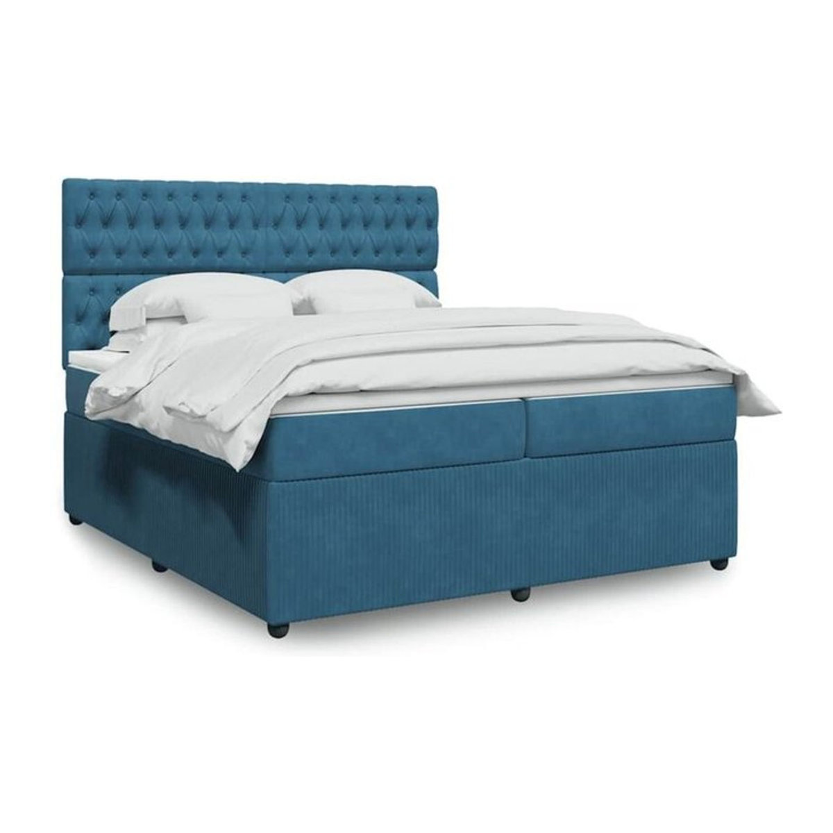 Vidaxl Boxspringbett mit Matratze aus Samt in Blau, B/T/H: 200 x 200 x 150,5 cm - Bild 1