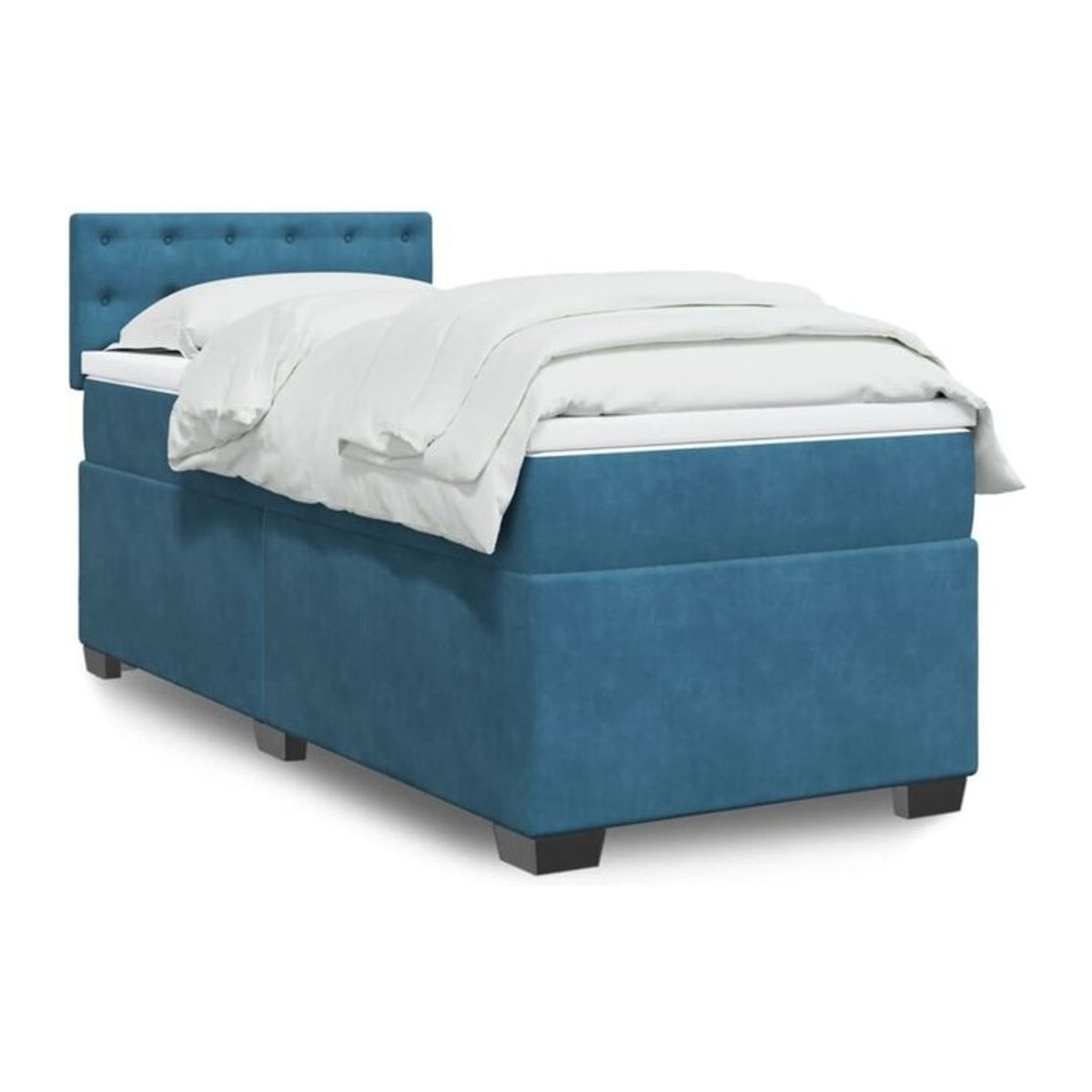 vidaxl Boxspringbett mit Matratze aus Samt in Blau, B/T/H: 80 x 200 x 100,5 cm - Bild 1
