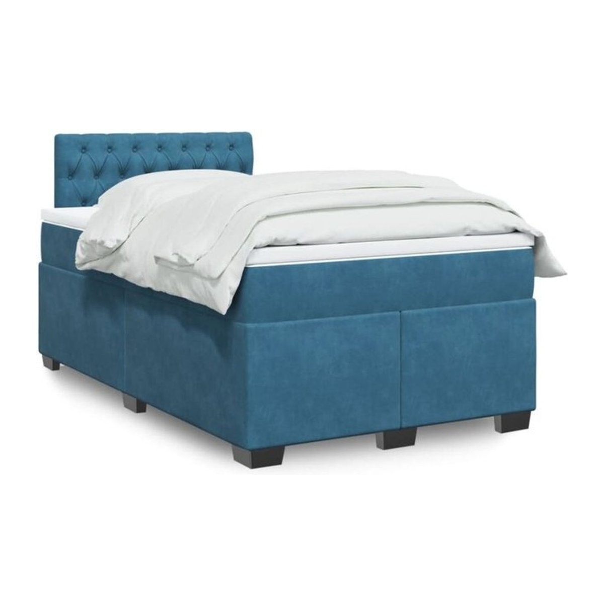 Vidaxl Boxspringbett mit Matratze aus Samt in Dunkelblau, B/T/H: 120 x 190 cm - Bild 1