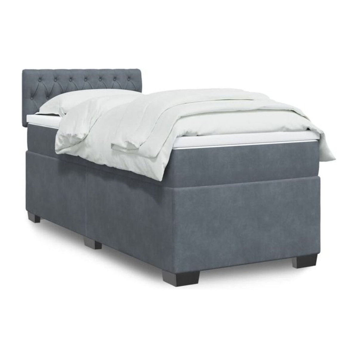 Vidaxl Boxspringbett mit Matratze aus Samt in Dunkelgrau B/T/H: 100 x 200 x 100,5 cm - Bild 1