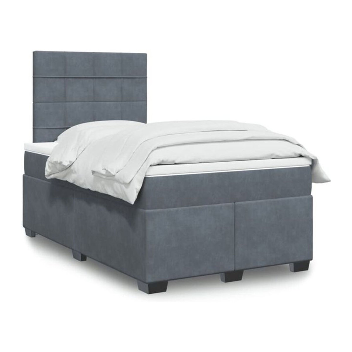 Vidaxl Boxspringbett mit Matratze aus Samt in Dunkelgrau B/T/H: 120 x 200 x 150,5 cm - Bild 1