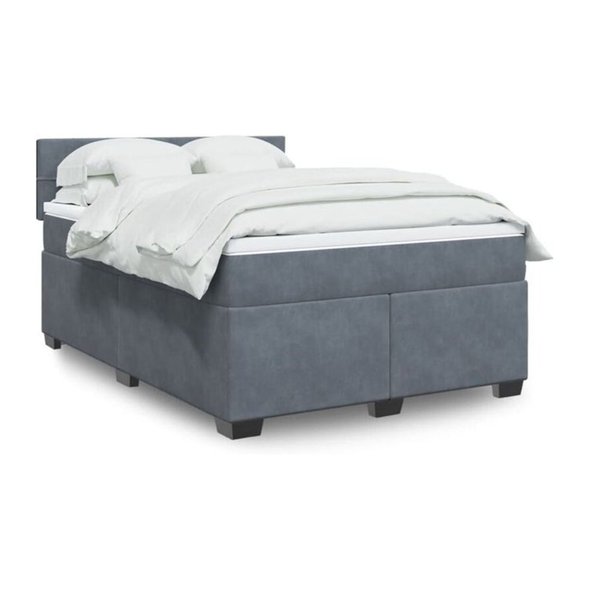 vidaxl Boxspringbett mit Matratze aus Samt in Dunkelgrau B/T/H: 140 x 190 x 100,5 cm - Bild 1