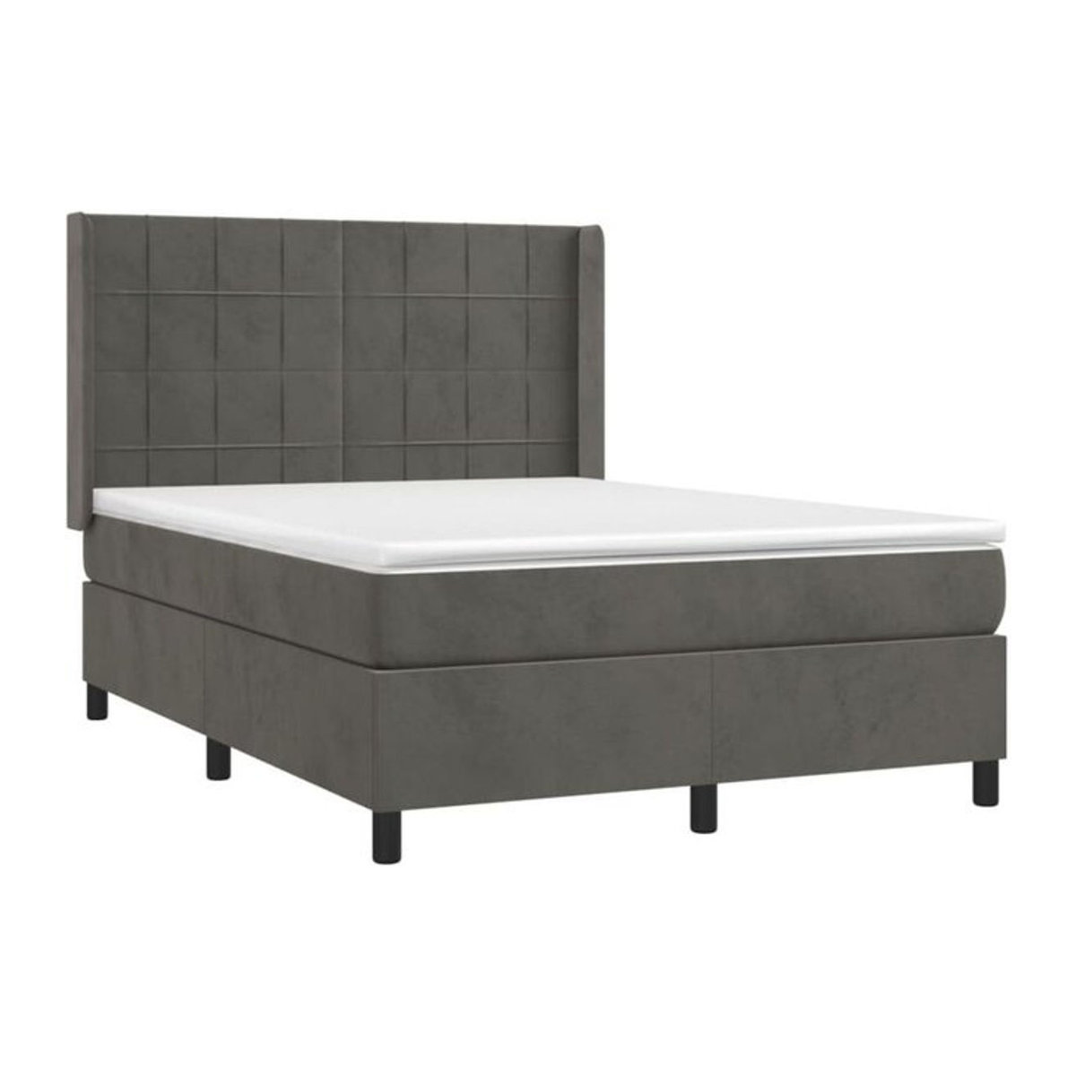 Vidaxl Boxspringbett mit Matratze aus Samt in Dunkelgrau B/T/H: 140 x 190 x 118 cm - Bild 1