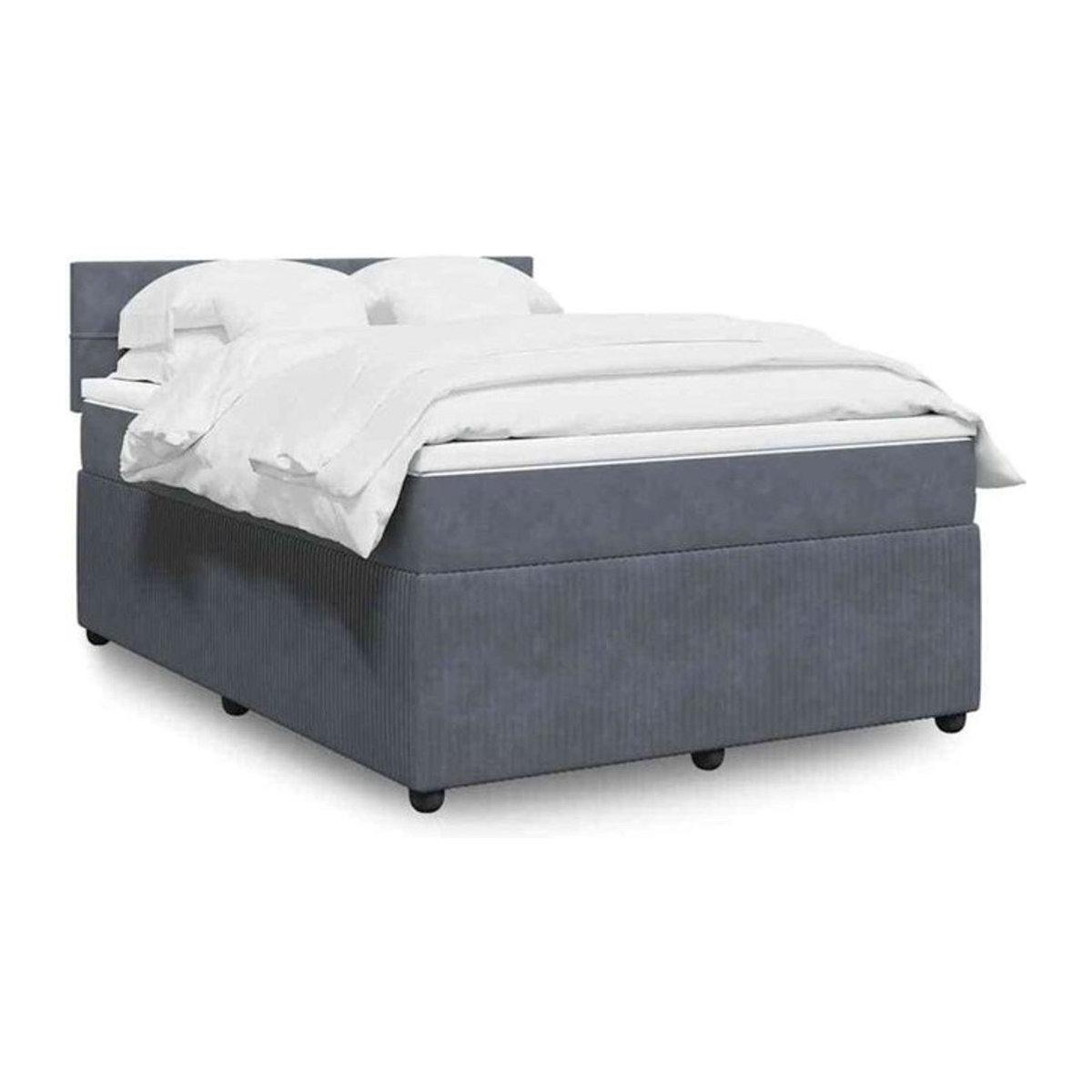 Vidaxl Boxspringbett mit Matratze aus Samt in Dunkelgrau B/T/H: 160 x 200 x 100,5 cm - Bild 1