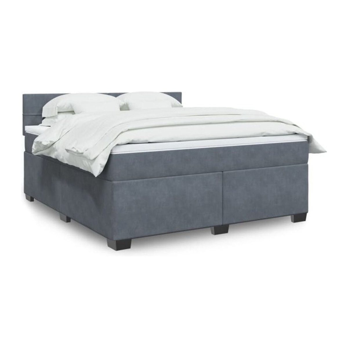 vidaxl Boxspringbett mit Matratze aus Samt in Dunkelgrau B/T/H: 180 x 200 x 100,5 cm - Bild 1
