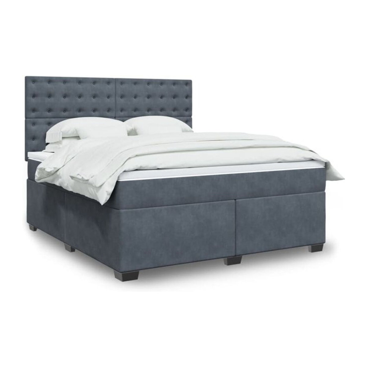 Vidaxl Boxspringbett mit Matratze aus Samt in Dunkelgrau, B/T/H: 180 x 200 x 150,5 cm - Bild 1