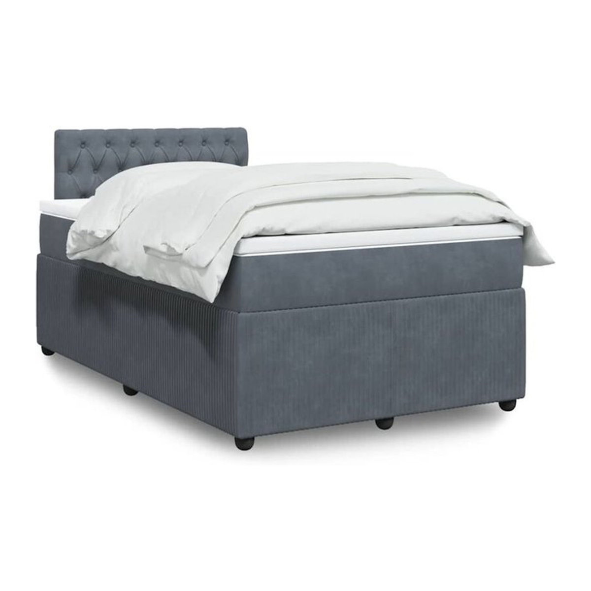vidaxl Boxspringbett mit Matratze aus Samt in Dunkelgrau, B/T/H: 190 x 120 x 100,5 cm - Bild 1