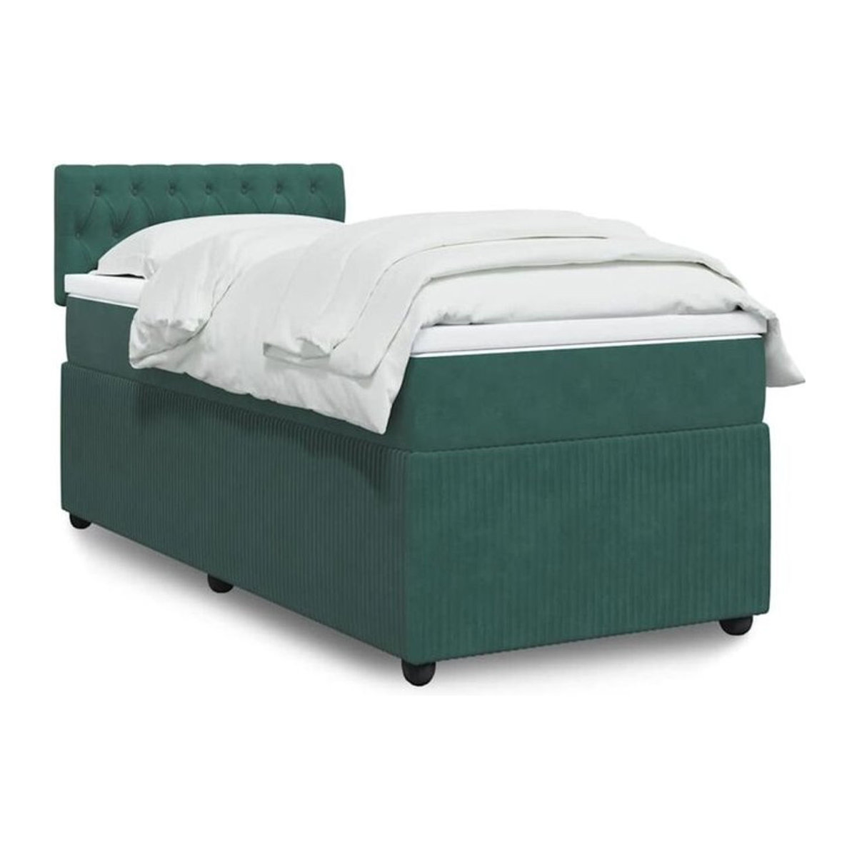 Vidaxl Boxspringbett mit Matratze aus Samt in Dunkelgrün B/B: 90 x 200 cm - Bild 1