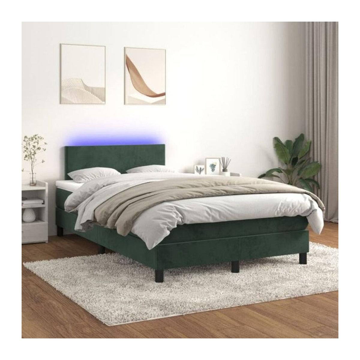 Vidaxl Boxspringbett mit Matratze aus Samt in Dunkelgrün B/T/H: 120 x 200 x 78 cm - Bild 1