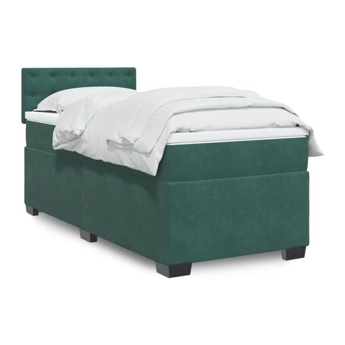 vidaxl Boxspringbett mit Matratze aus Samt in Dunkelgrün B/T/H: 90 x 200 x 100,5 cm - Bild 1