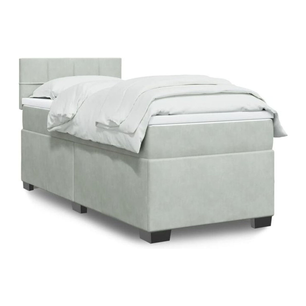 Vidaxl Boxspringbett mit Matratze aus Samt in Grau, B/T/H: 100 x 200 x 100,5 cm - Bild 1