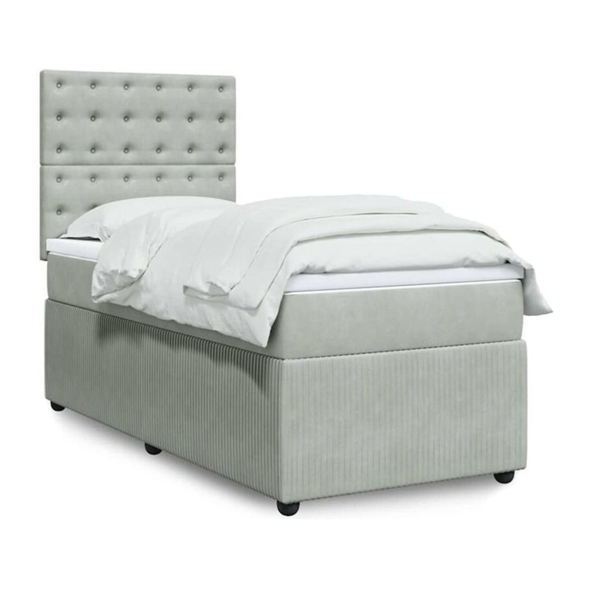 Vidaxl Boxspringbett mit Matratze aus Samt in Grau, B/T/H: 100 x 200 x 140,5 cm - Bild 1