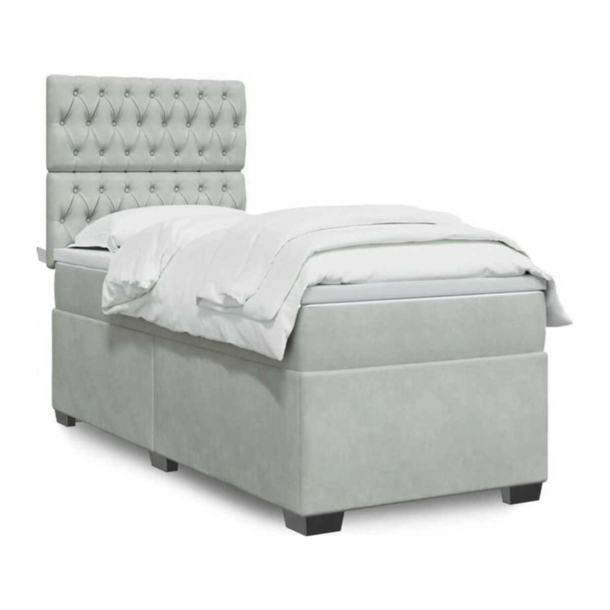 Vidaxl Boxspringbett mit Matratze aus Samt in Grau, B/T/H: 100 x 200 x 140,5 cm - Bild 1