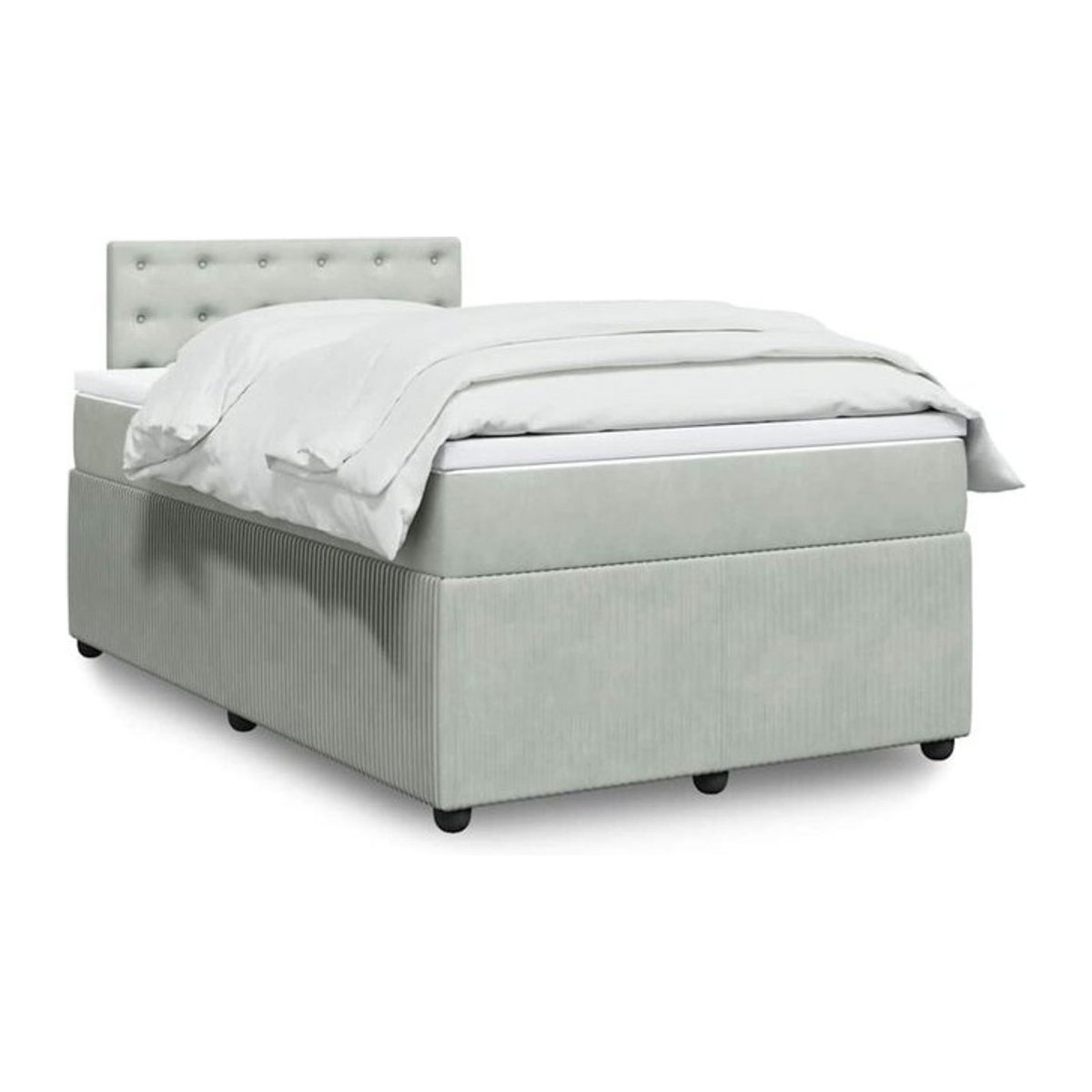 Vidaxl Boxspringbett mit Matratze aus Samt in Grau, B/T/H: 120 x 190 x 100,5 cm - Bild 1