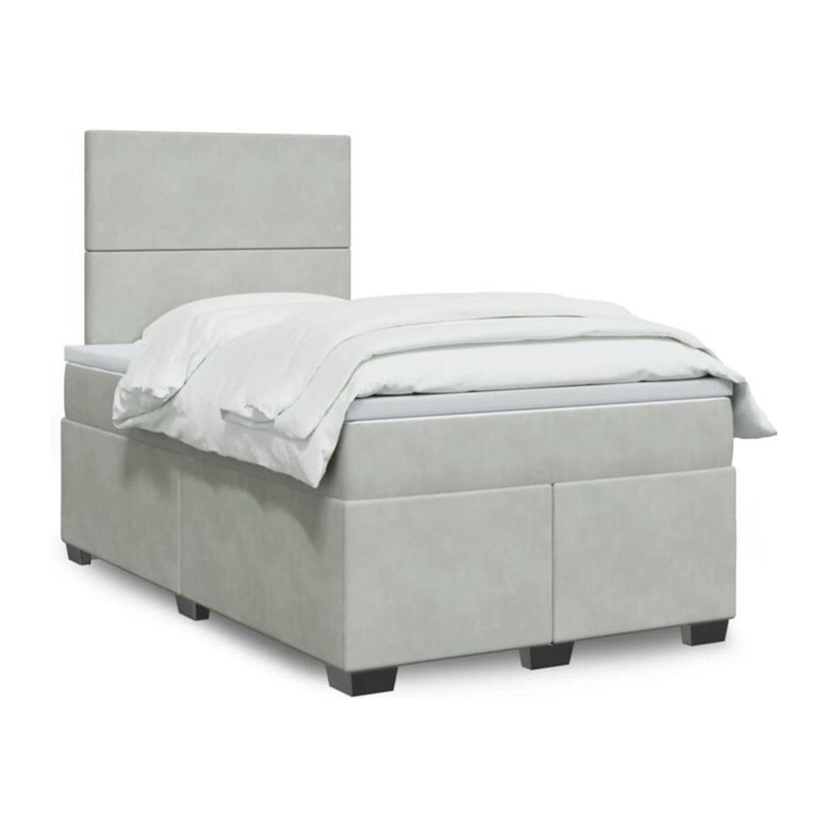 Vidaxl Boxspringbett mit Matratze aus Samt in Grau, B/T/H: 120 x 200 cm - Bild 1