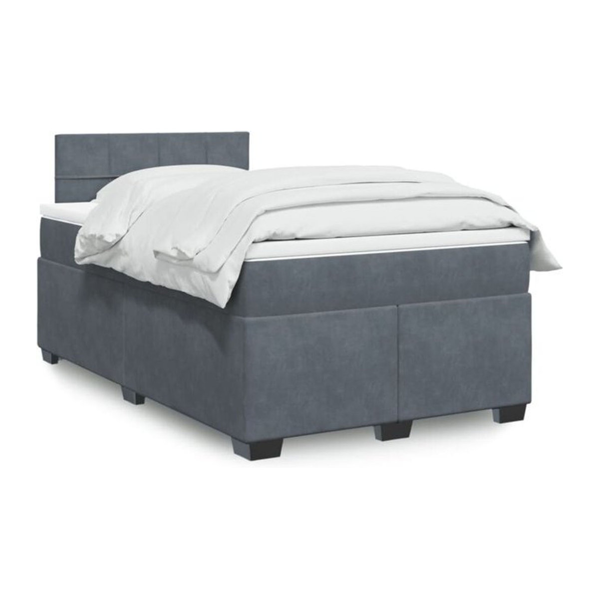Vidaxl Boxspringbett mit Matratze aus Samt in Grau, B/T/H: 120 x 200 x 100,5 cm - Bild 1