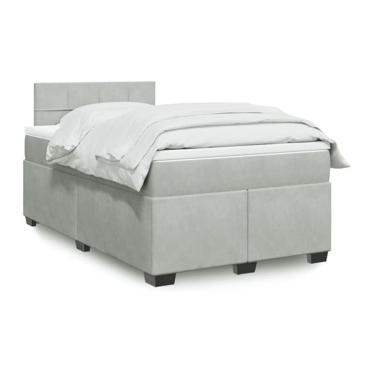 Vidaxl Boxspringbett mit Matratze aus Samt in Grau, B/T/H: 120 x 200 x 100,5 cm - Bild 1